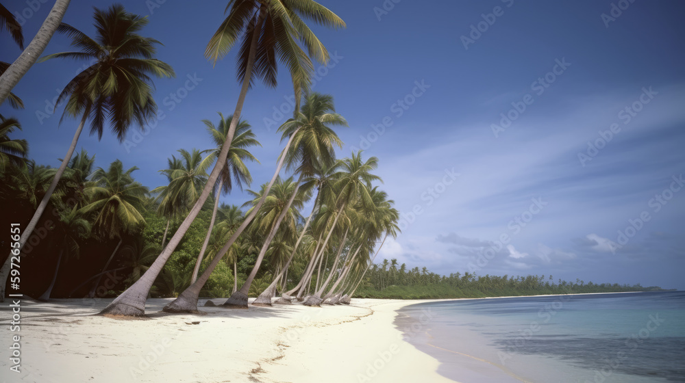 Obraz premium Tropical beach background. Illustration AI Generative.