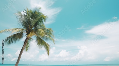 Palms on the beach. Illustration AI Generative.