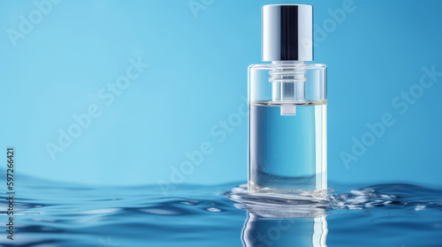 Blue cosmetic serum background. Illustration AI Generative.