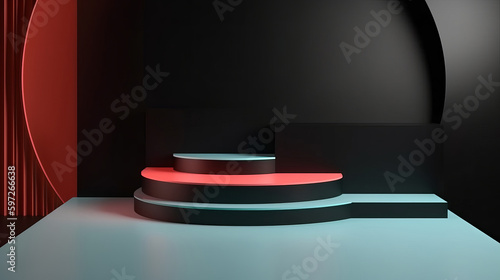 Abstract podium for products ads. Illustration AI Generative.