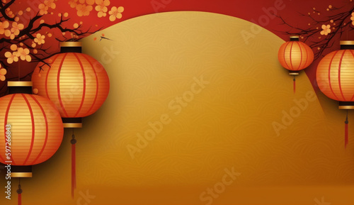 Red Chinese Holiday Background. Illustration AI Generative.
