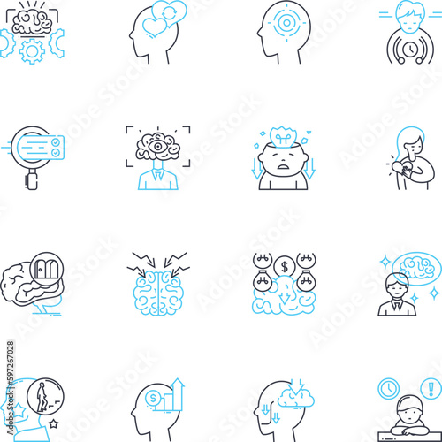 Psychiatric Treatment linear icons set. Therapy, Medication, Counseling, Assessment, Diagnosis, Hospitalization, Rehabilitation line vector and concept signs. Generative AI