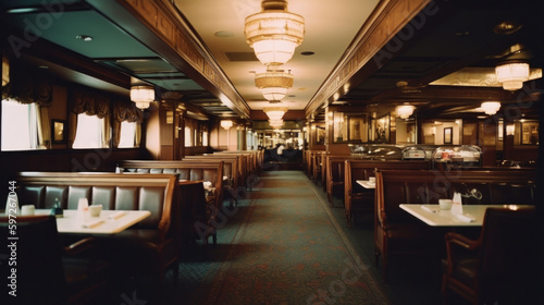Luxury Restaurant Interior. Illustration AI Generative
