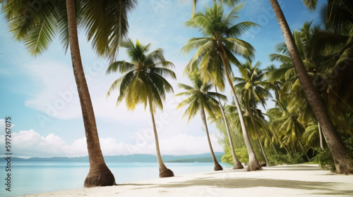 Tropical beach background. Illustration AI Generative.