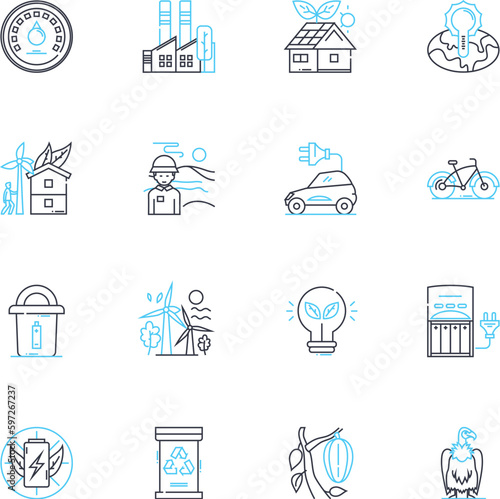 Preserve nature linear icons set. Conservation, Sustainability, Biodiversity, Recycle, Eco-friendly, Jungle, Forest line vector and concept signs. Wildlife,Trees,Greenery outline Generative AI