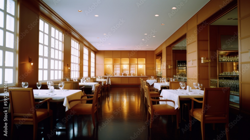 Luxury Restaurant Interior. Illustration AI Generative