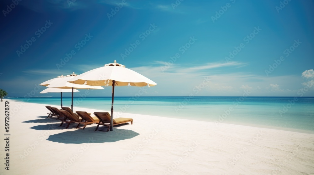 Summer holiday beach background. Illustration AI Generative. Summer holiday beach background. Illustration AI Generative.