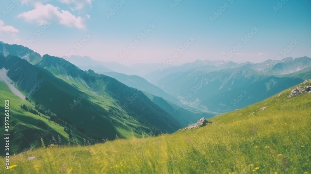 Fototapeta premium Alps summer background. Illustration AI Generative.