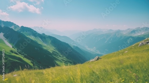 Alps summer background. Illustration AI Generative.