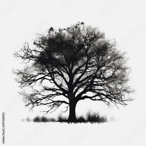 Tree silhouette white background