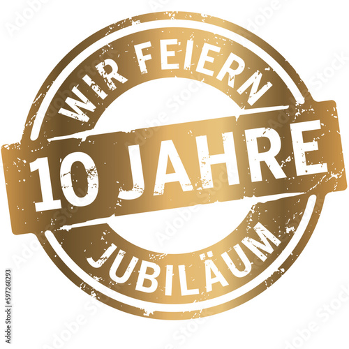 Button Wir feiern 10 Jahre Gold zerkratzt