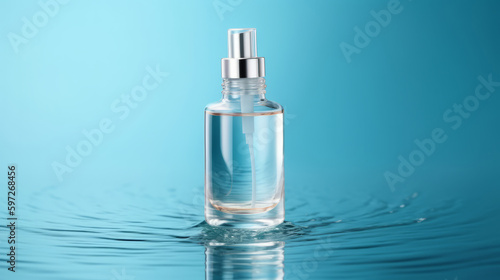 Blue cosmetic serum background. Illustration AI Generative.
