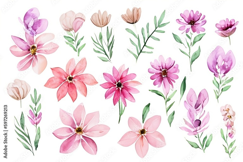cute Watercolor Flowers generate by IA cute Watercolor Flowers generate by IA