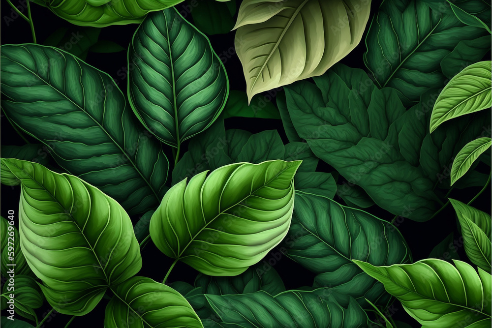 Tropical Leaves: A Texture-rich Background. Generative AI.