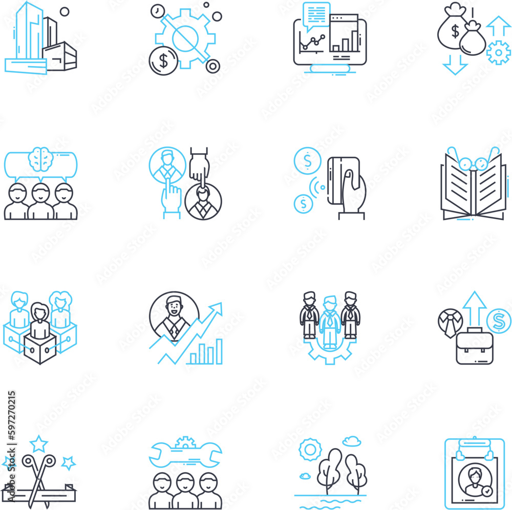 Innovative Ideas linear icons set. Creativity, Progress, Invention, Revolution, Breakthrough, Design, Ingenuity line vector and concept signs. Inspiration,Originality,Insight outline Generative AI