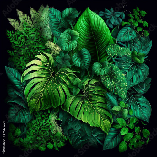 Tropical Leaves: A Texture-rich Background. Generative AI.