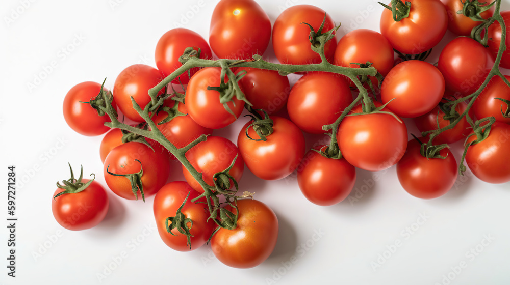 Fresh tomatoes on white background, Tomatoes top view, side view, generative ai