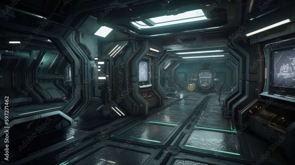 Create a sci-fi space station with sleek technology and high-tech weaponry Create a sci-fi space station with sleek technology and high-tech weaponry