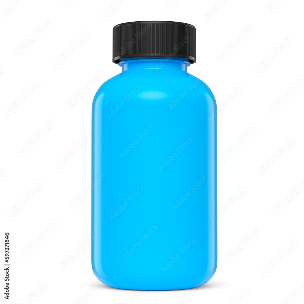 Blue plastic jar for sport nutrition whey protein powder isolated on white Blue plastic jar for sport nutrition whey protein powder isolated on white