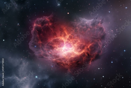 A romantic heart-shaped nebula in the universe for Valentine's Day. Generative AI