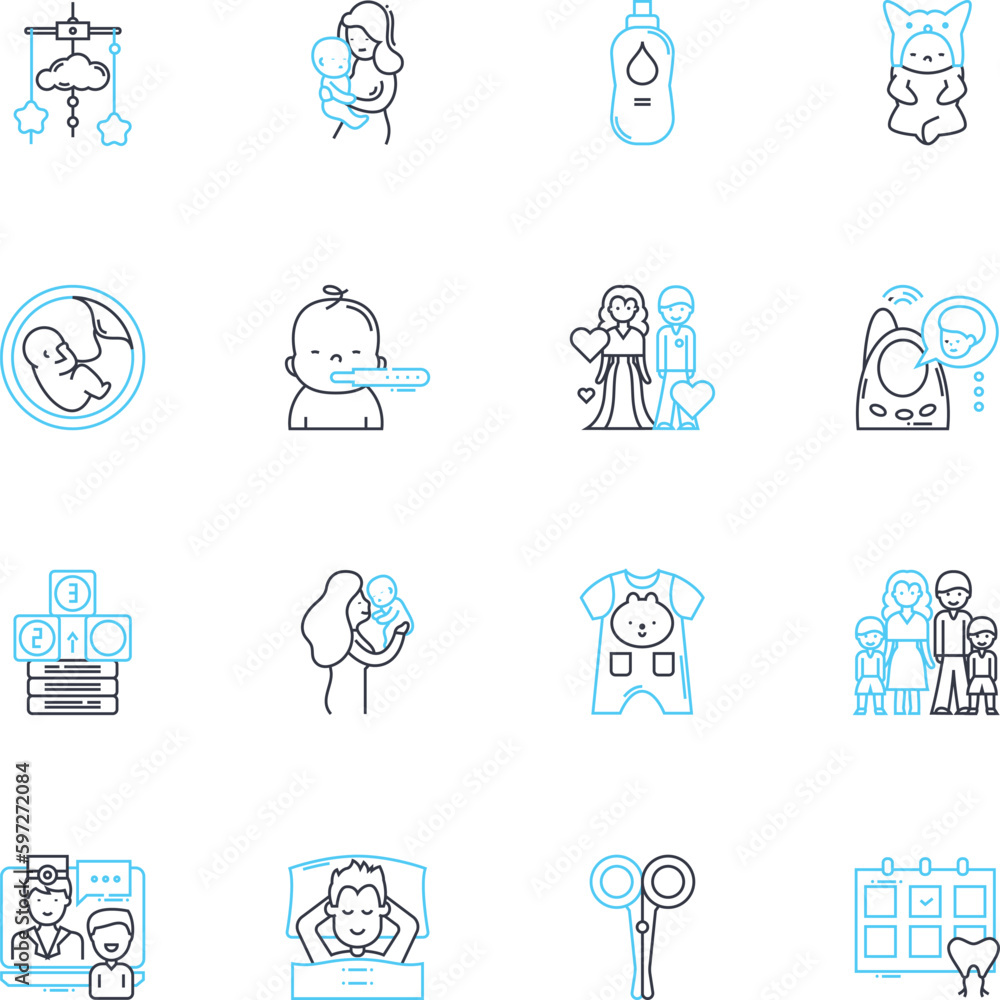 Expecting linear icons set. Pregnancy, Anticipation, Waiting, Blessing, Nurture, Joy, Excitement line vector and concept signs. Miracle,Expectation,Wonder outline illustrations Generative AI Expecting linear icons set. Pregnancy, Anticipation, Waiting, Blessing, Nurture, Joy, Excitement line vector and concept signs. Miracle,Expectation,Wonder outline illustrations Generative AI