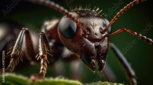 Ant on a Leaf Closeup with Shallow Depth of Field. © mxi.design