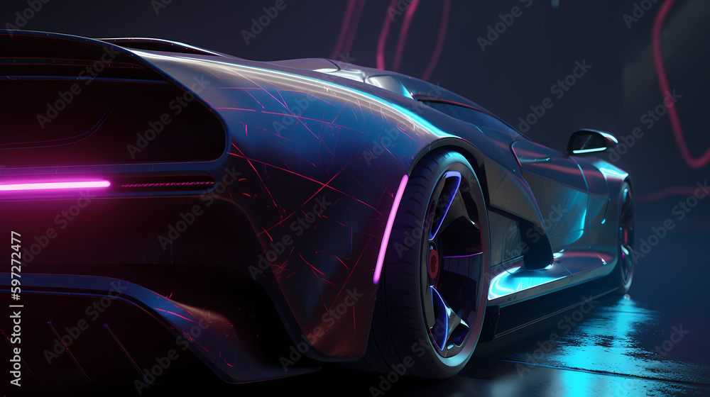 Neon Fury: A Generative AI Cyberpunk-Style Fantasy Sports Car Artwork