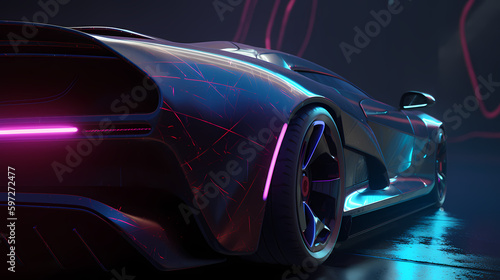 Neon Fury: A Generative AI Cyberpunk-Style Fantasy Sports Car Artwork