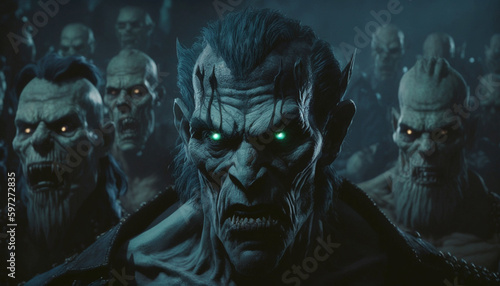 000000000A Menacing Apparition of Ghouls Werewolves Vampires.Generative AI.
