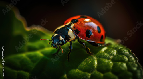 Ladybugs' Vibrant Red Elytra Catching Sunlight in Image.