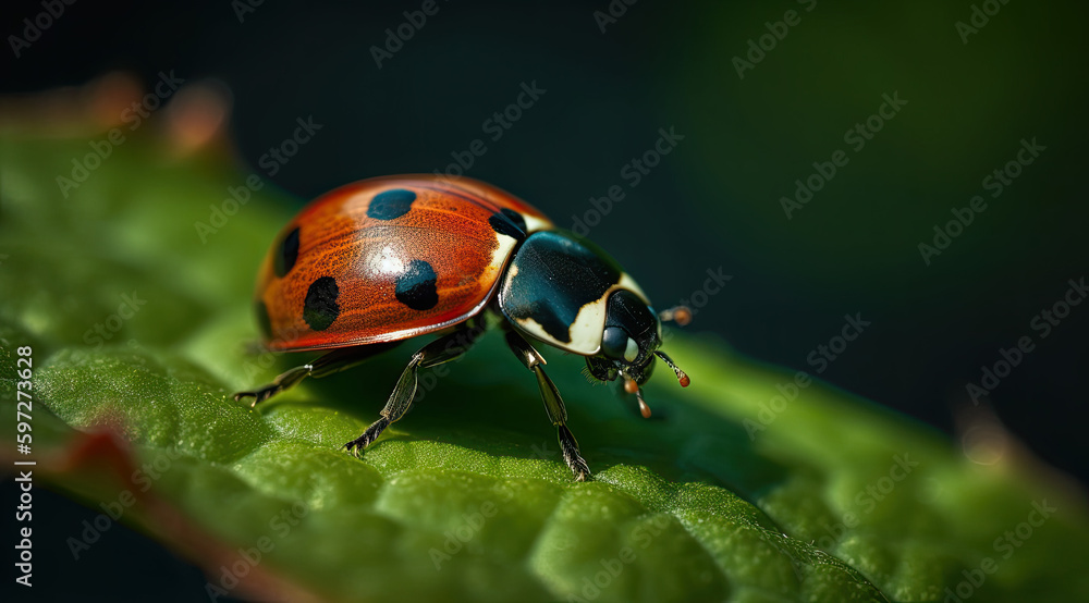 Tiny Ladybug Crawls Across Red and Black Leaf, PNG Image. Tiny Ladybug Crawls Across Red and Black Leaf, PNG Image.