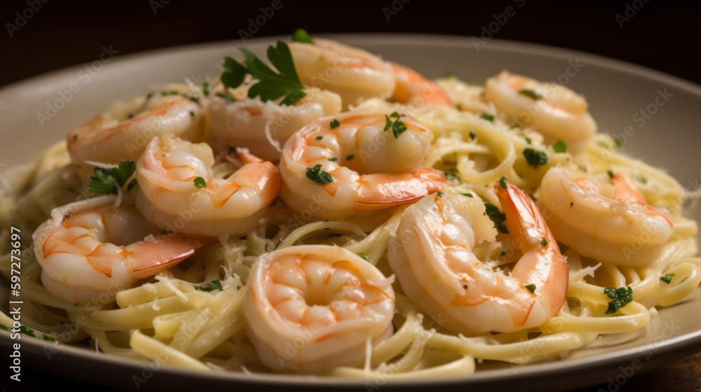 Shrimp scampi: An Italian-American dish made with sautéed shrimp in