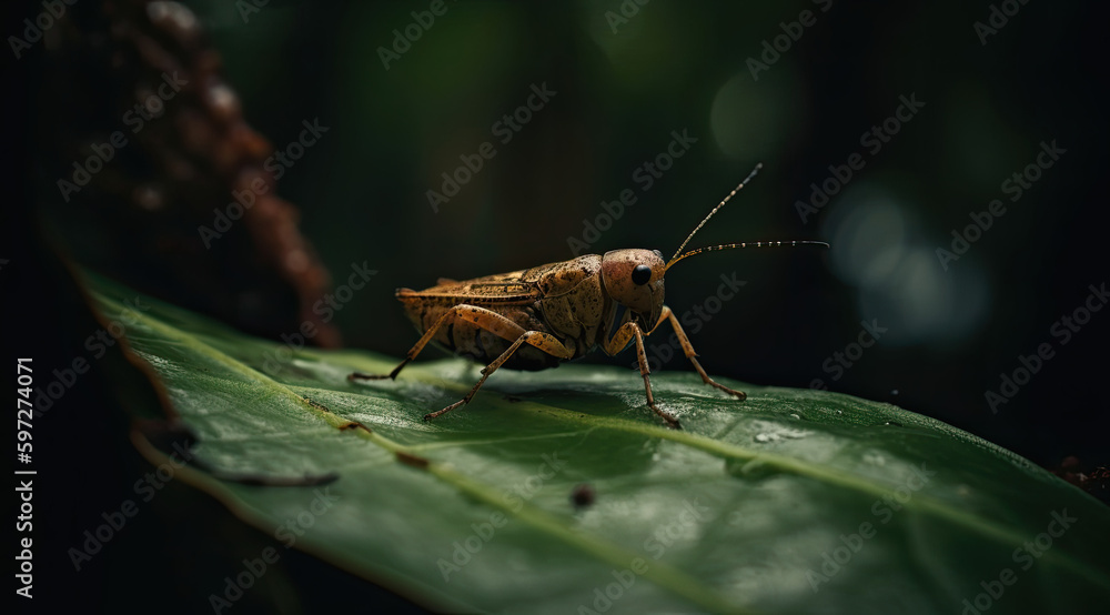 Insect Crawling on Leaf, Twitching Antennae. Insect Crawling on Leaf, Twitching Antennae.