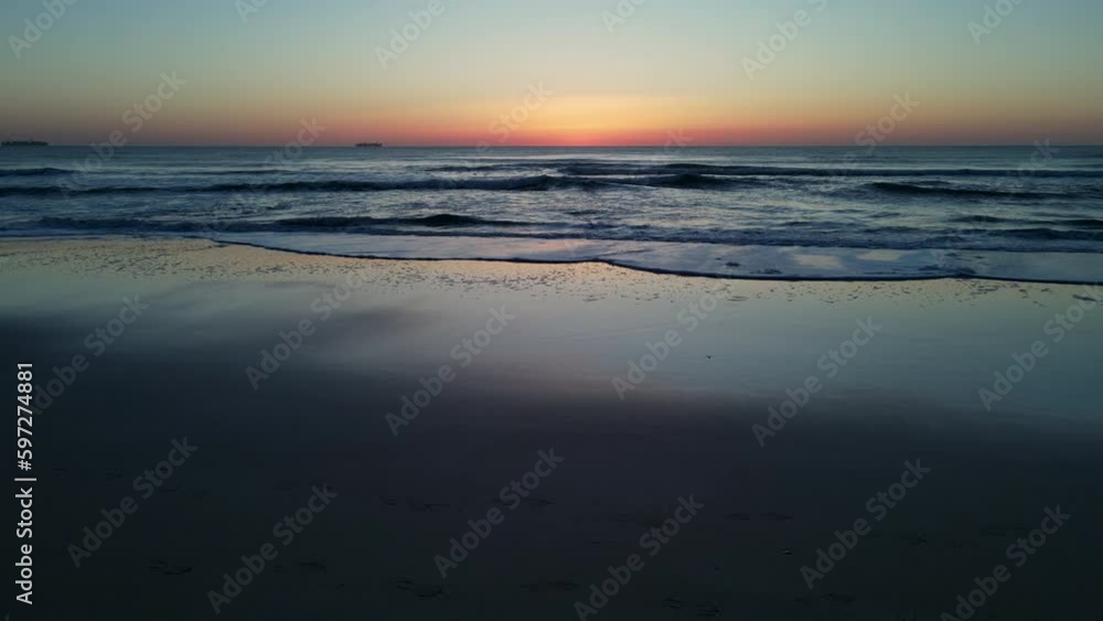 Drone Drifting Over Beach Moments Before Sunrise Drone Drifting Over Beach Moments Before Sunrise