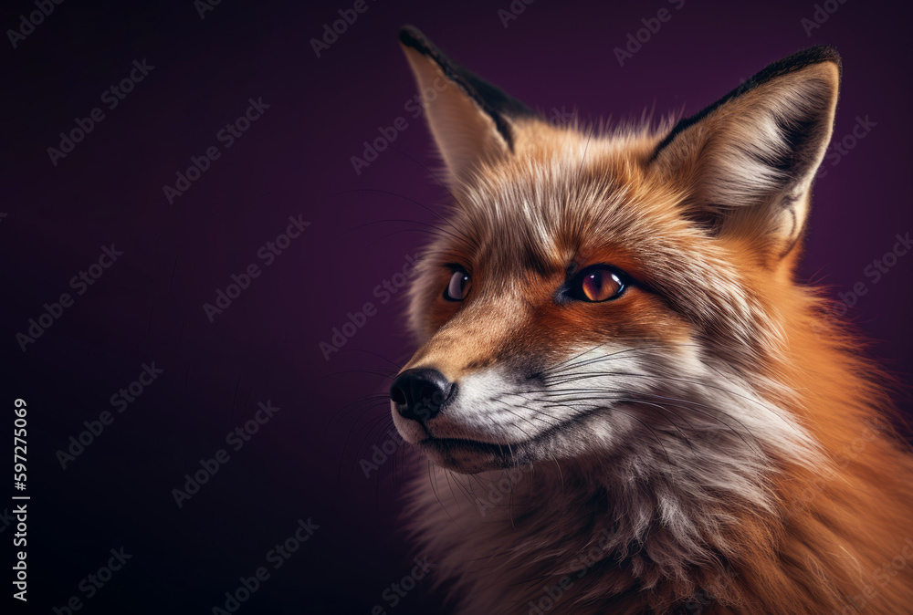 Fototapeta premium Majestic Red Fox portrait on the purple background