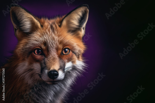  Majestic Red Fox portrait on the purple background