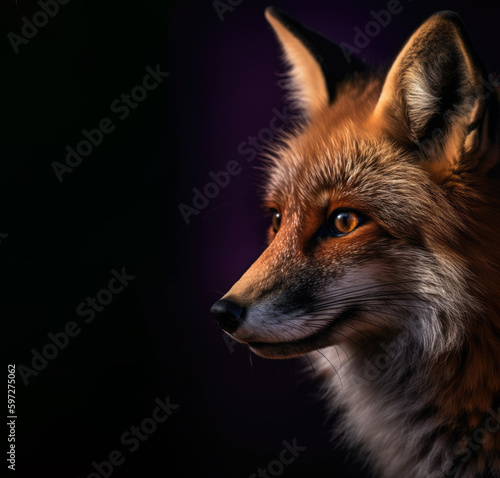  Majestic Red Fox portrait on the purple background