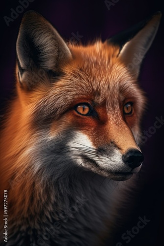  Majestic Red Fox portrait on the purple background