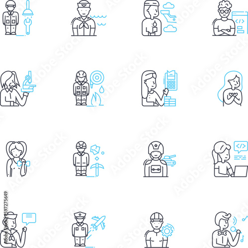 Tycoon linear icons set. Wealth, Power, Business, Profit, Invest, Dominance, Success line vector and concept signs. Expansion,Innovation,Ambition outline illustrations Generative AI