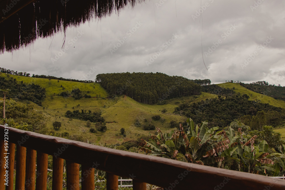 Fototapeta premium view from the wooden balcony