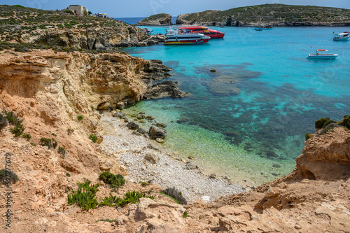 Fototapeta Naklejka Na Ścianę i Meble -  The Blue Lagoon on Comino Island, Malta Gozo.