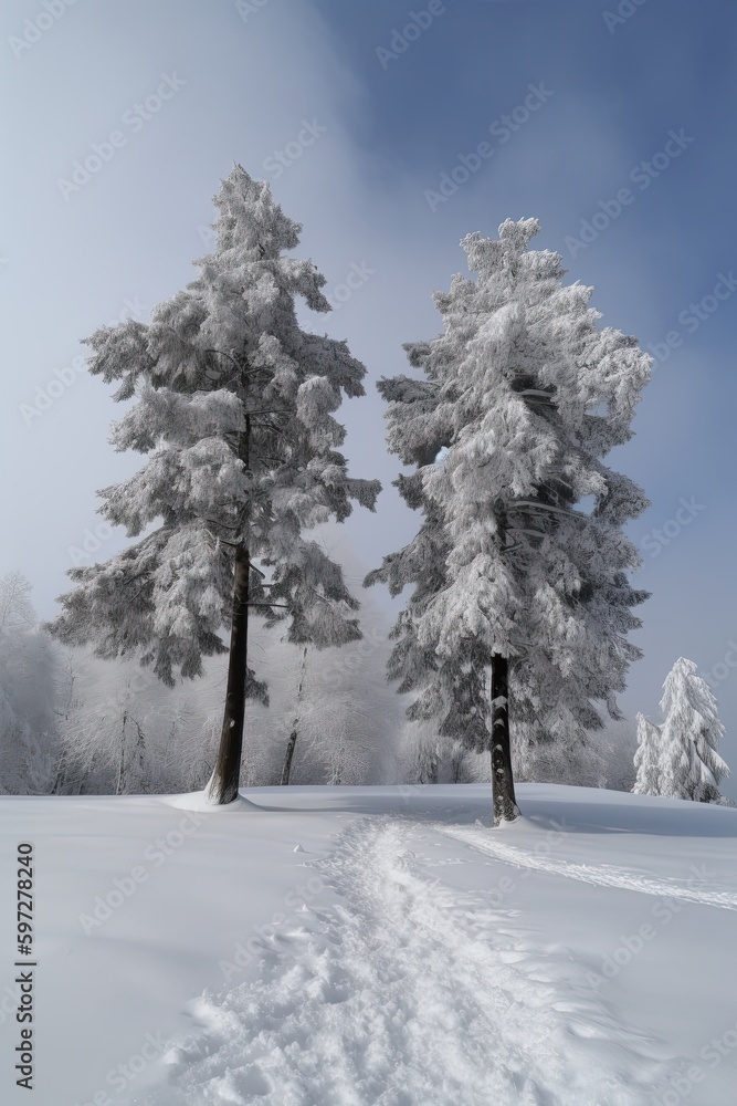 The Beauty of Couples: Trees Standing in the Snow, Generative AI