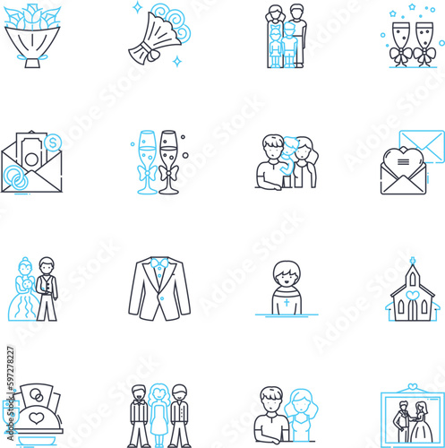 Partnership linear icons set. Alliances, Collaboration, Commitment, Cooperation, Coordination, Association, Unification line vector and concept signs. Collaboration,Mutualism,Synergy Generative AI