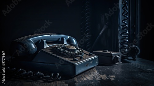 The Old-Fashioned Way: Retro Phone Call On a Vintage Home Telephone. Generative AI