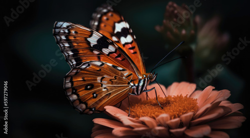 "Vibrant Orange Butterfly Close-Up Image"