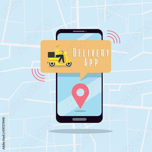 Isolated smartphone with delivery app notification Delivery concept Vector