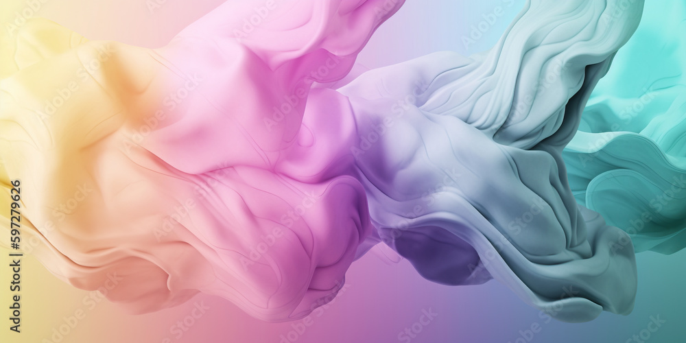 Abstract pastel colors 3d smoke background. 3d wave banner. generative ai. Abstract smoke background in soft pastel colors