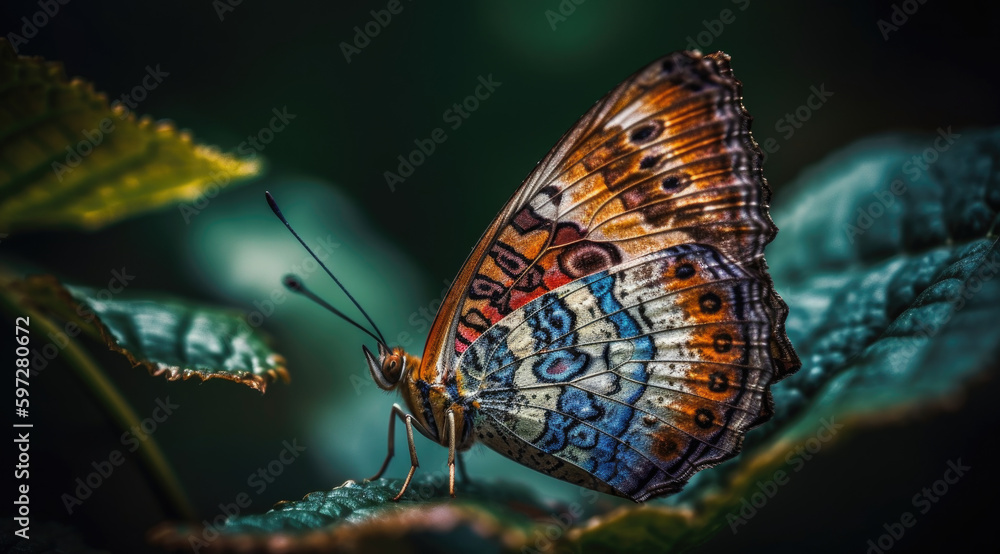 Obraz premium Colorful Butterfly Close-Up Image.