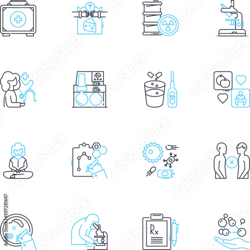 Disease linear icons set. Cancer, Diabetes, Alzheimer's, Arthritis, Autism, Asthma, Anemia line vector and concept signs. Bipolar,Bronchitis,Chlamydia outline illustrations Generative AI
