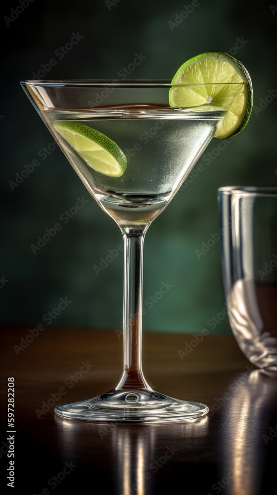 Gimlet with Lime Wedge. Generative AI. Gimlet with Lime Wedge. Generative AI.